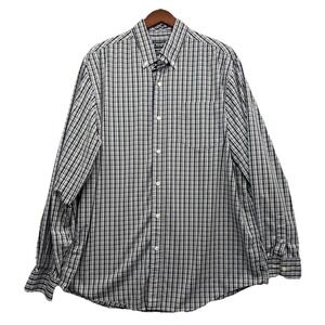 CHAPS Shirt Mens XLT Black And White Plaid Easy Care Button Down Casual *Read